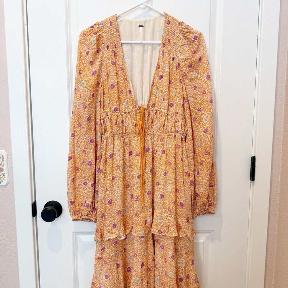 Free People Womens Boho Flowy Tiered Maxi Dress Size Medium Cottagecore Gypsy - Picture 2 of 7